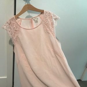 J. Crew Pink Lace Sleeve Blouse